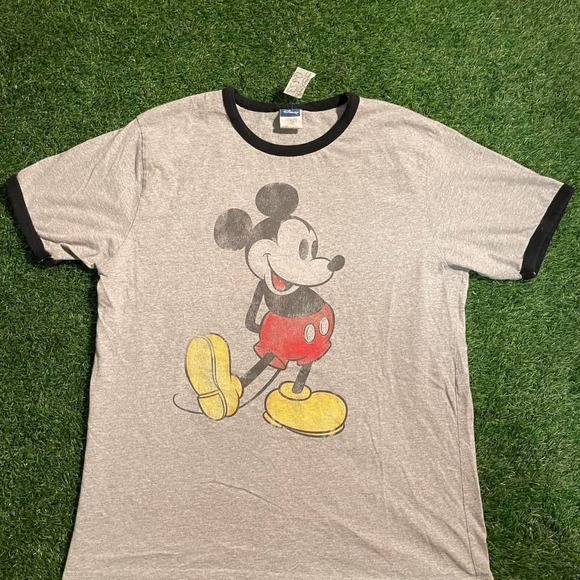 Vintage 90's classic mickey mouse disney grey and black raglan t-shirt - Picture 1 of 5